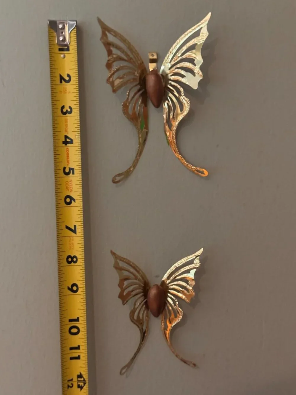 Vintage Gold Butterfly Wall Decor - Set of 3 Mid-Century Wall Han